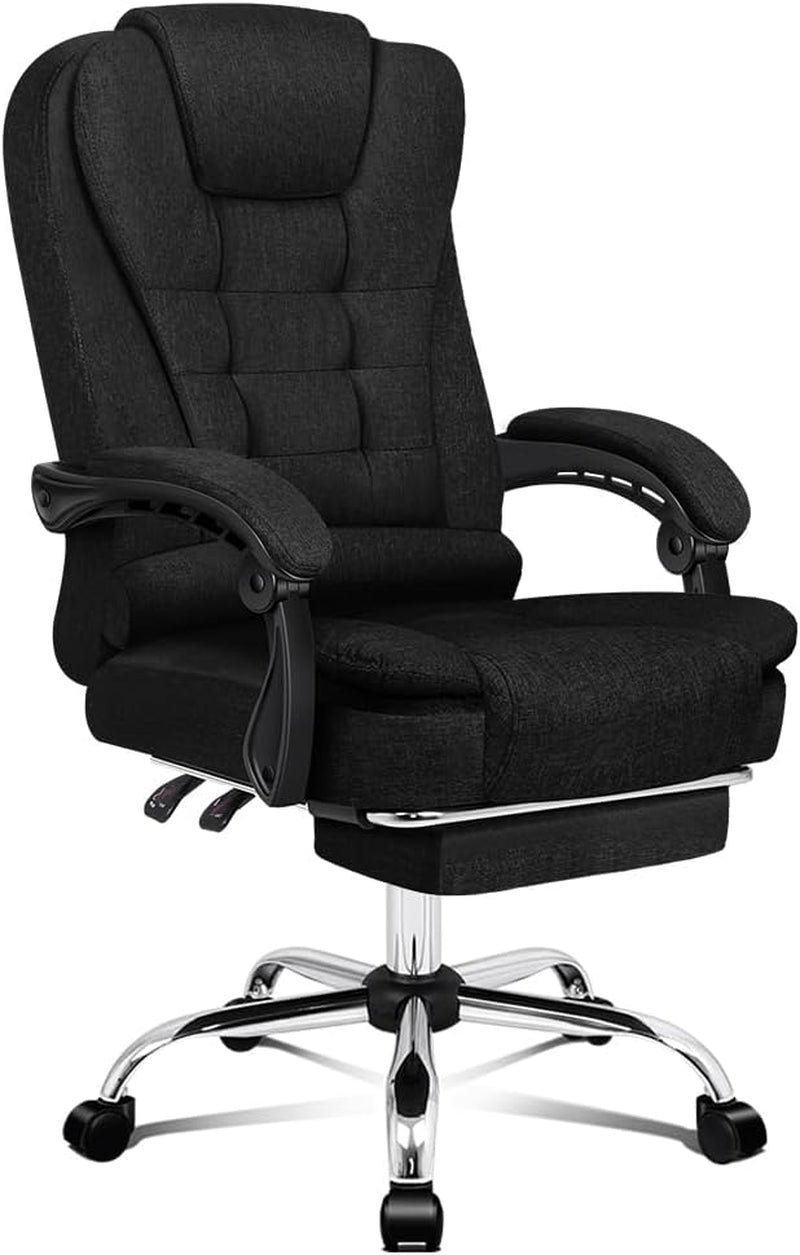 ALFORDSON Ergonomic Office Computer Chair with Footrest, High Back Executive Desk Chair Recliner for Home Office, PU Leather Video Gaming Chair, Earl Black