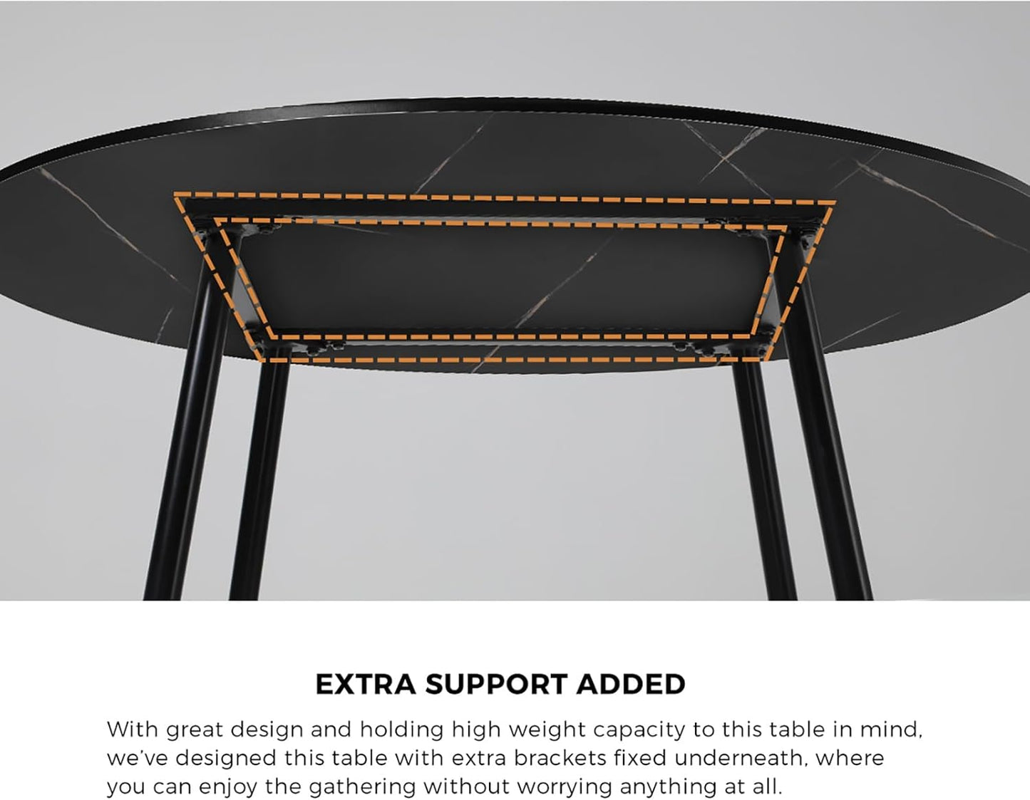 Dining Table and Chair Sets of 4 round Kitchen Table and Pu Leather Kitchen Chairs Black