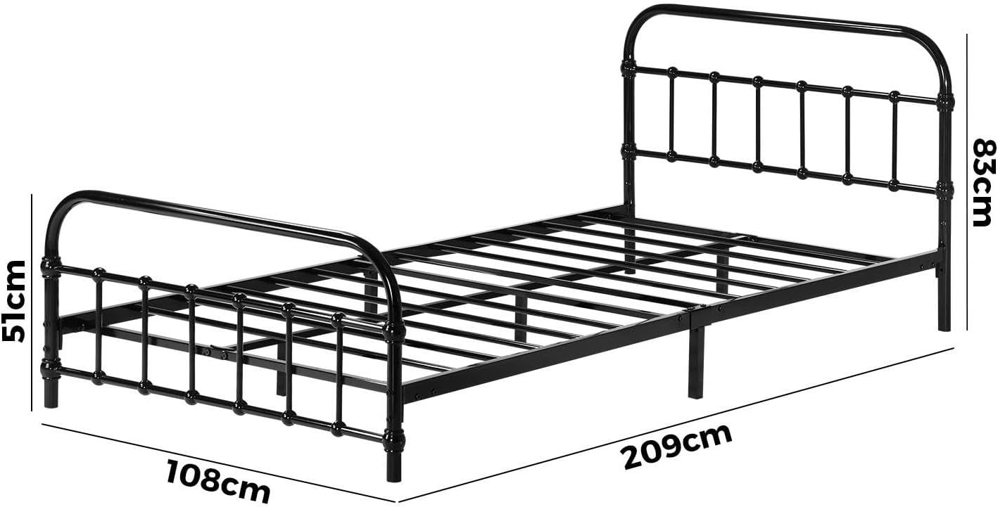 King Single Bed Frame Metal Bed with Extra Storage Space Home Bedroom Bed Base Plaform