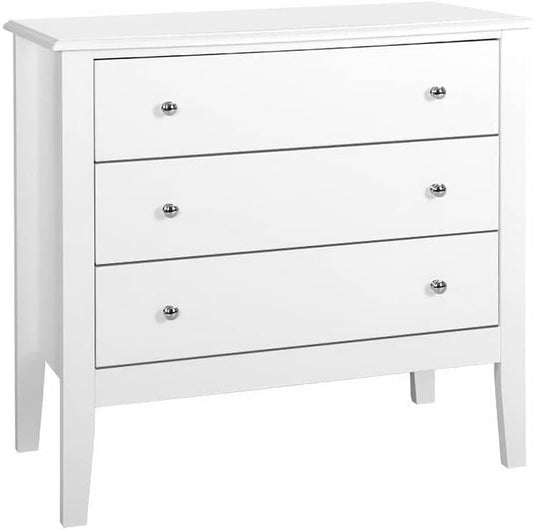 Chest of Drawers 3 Drawer White Tallboy