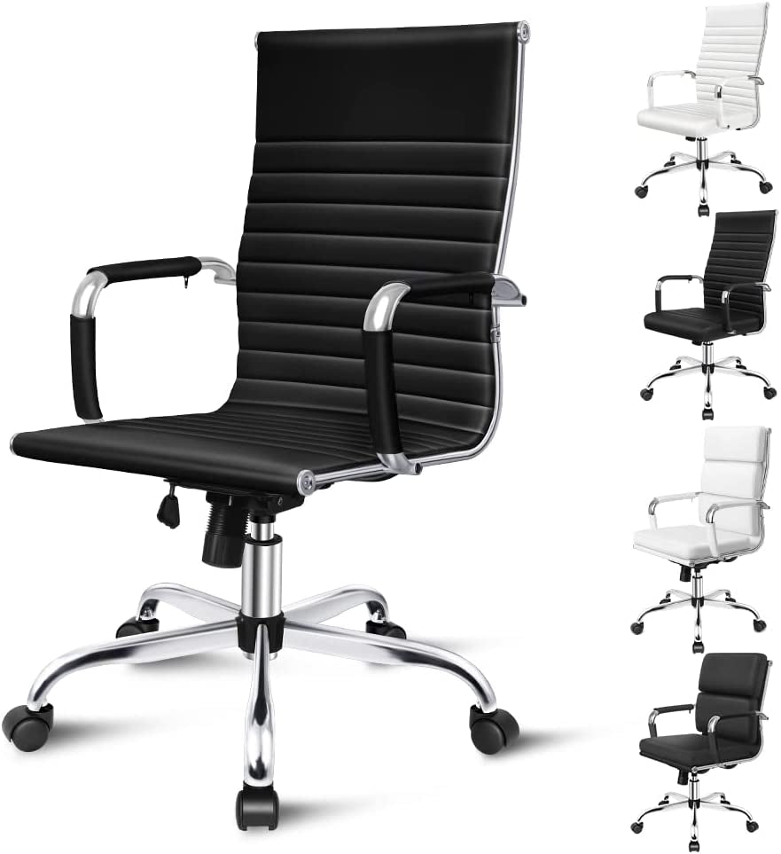 ALFORDSON Office Chair with Height Adjustable SGS Listed Gas Lift, PU Leather Home Ergonomic Desk Chair with Removable Armrest Cover, Padded Computer Chair for Gaming, Max 150Kg(Mid Back Esmae Brown)