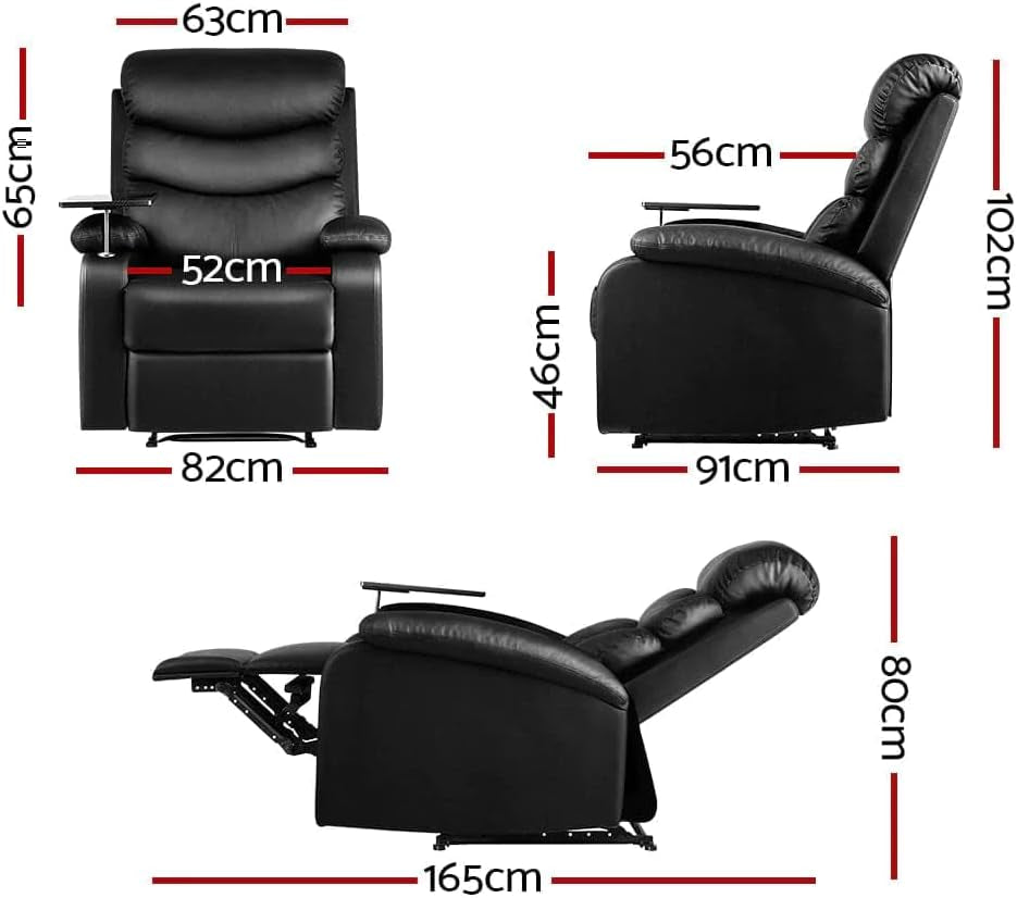Artiss Recliner Chair Black Leather Lounge Sofa Armchair, Home Furniture Health Personal Care, Adjustable Backrest Footrest Rocking Nursing Feeding Single Couch