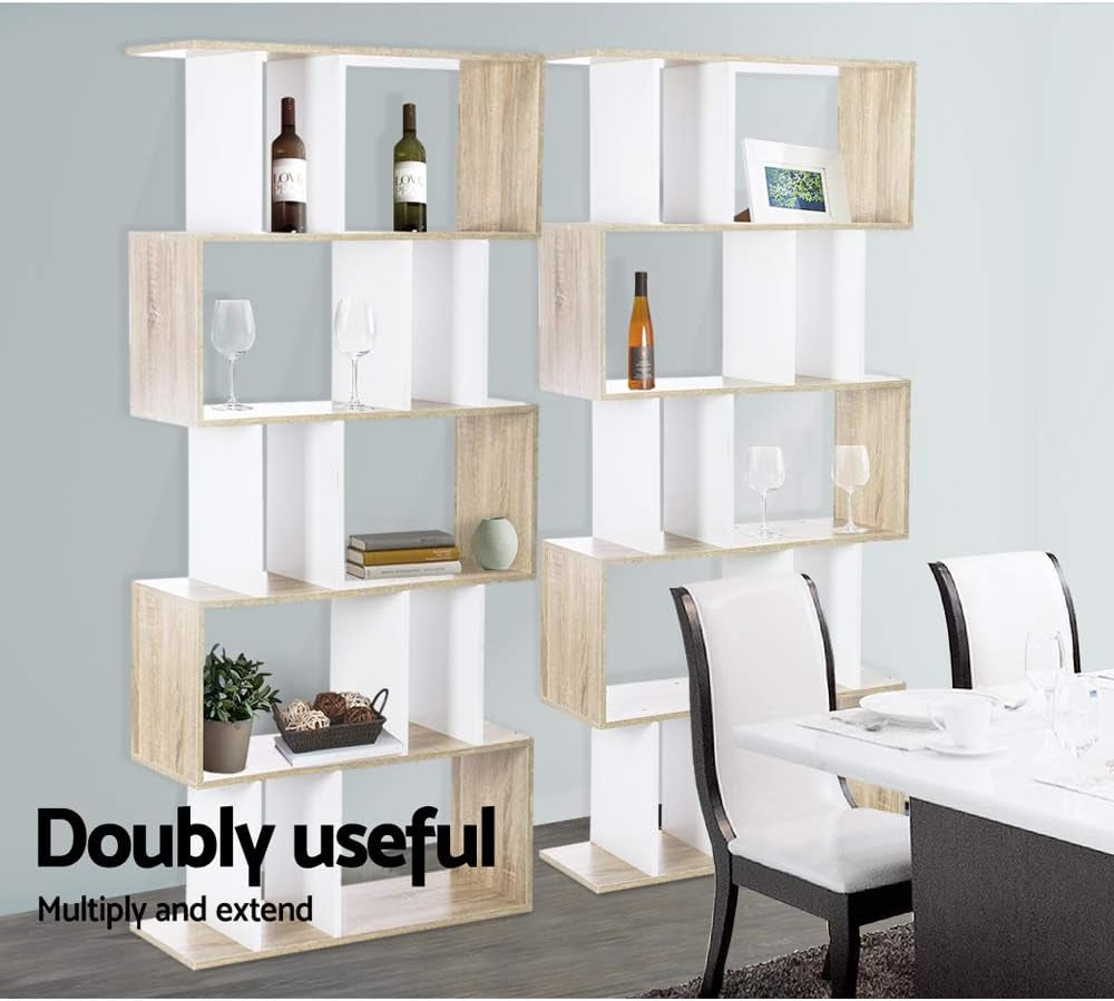 Artiss Bookshelf, 5 Tier Shelf Corner Wall Shelves Display Cabinet Bookcase Bookshelves Storage Rack Home Living Room Bedroom Office Furniture, High Density Particle Board Multicoloured