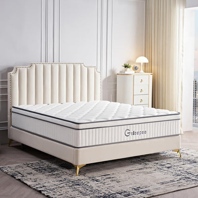 Gsleepee Queen Mattress, 26Cm Thick Queen Size Mattress in a Box, Gel Memory Foam Hybrid Matress for Motion Isolation, Soft and Comfortable, Pressure Relief, Medium Firm Support
