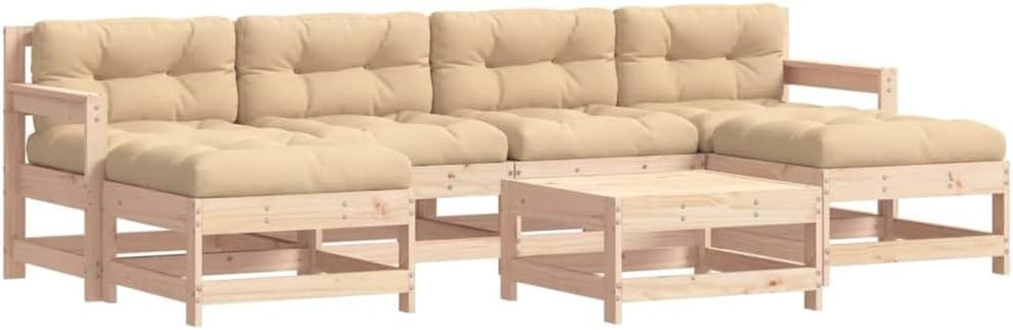 Vidaxl Garden Lounge Set: Black Solid Wood with Cushions, Modular Design, Ideal for Outdoor Spaces – Garden, Patio, Terrace.