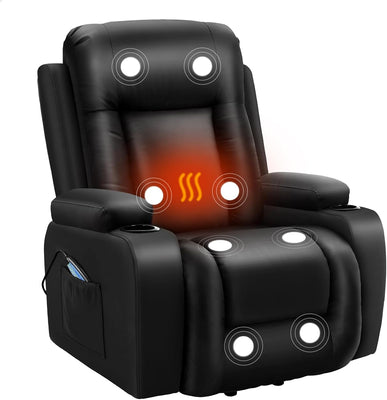 ALFORDSON Electric Recliner Chair, Fully Automatic Lifting and Reclining Lounge Sofa, PU Leather Heated Massage Armchair with Remote Control, Black