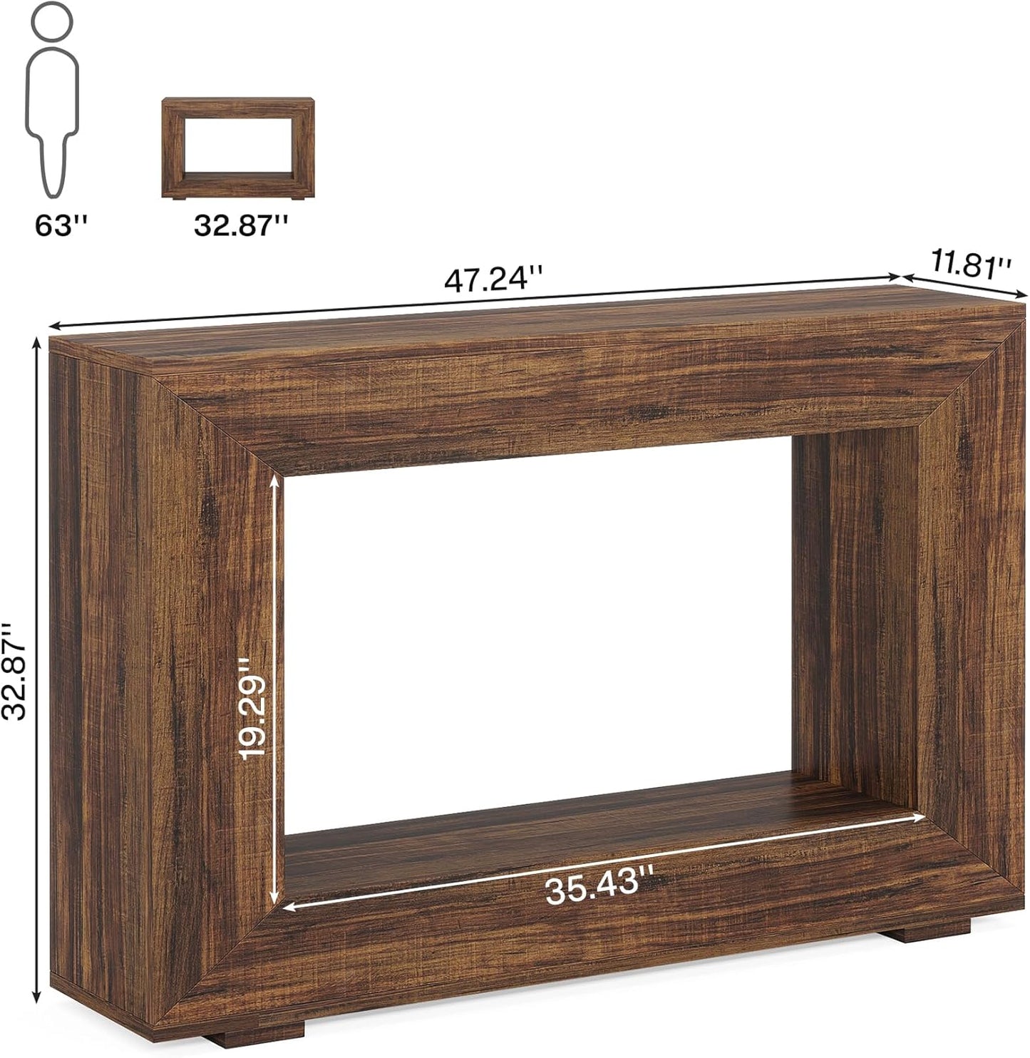 Farmhouse Console Table, 120Cm Entryway Console Table with Storage, Industrial Hallway Accent Table for Living Room, Entrance