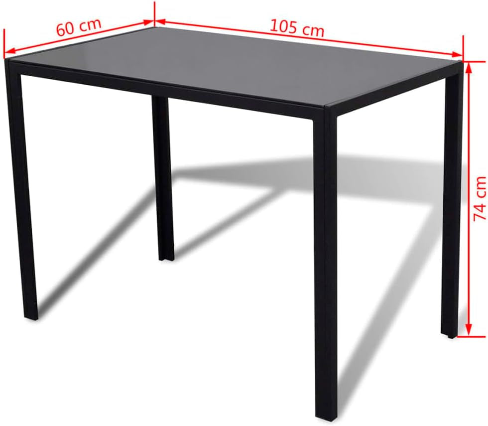 Five Piece Dining Table Set Black and White,Modern Dining Table Set with Tempered Glass and Artificial Leather Chairs in Black and White Furniture Sets
