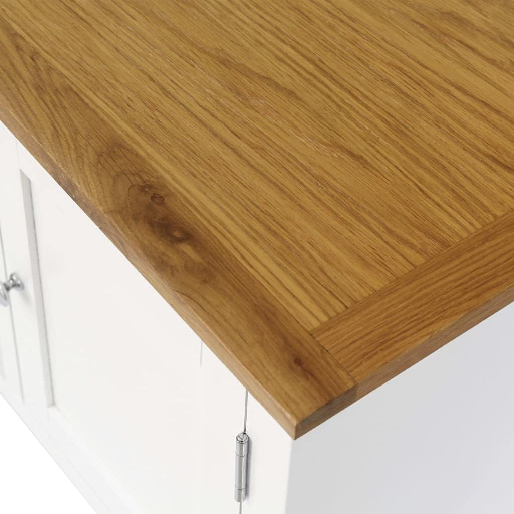 Vidaxl Solid Oak Wood & Pinewood TV Cabinet - Two-Tone Design, Ample Storage Space for Multimedia Appliances, with Cable Outlets, Requires Assembly