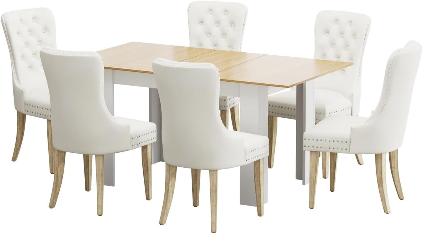 Dining Table and Chair Sets 7Pcs Home Dining Sets with Wooden Table and Velvet Chairs