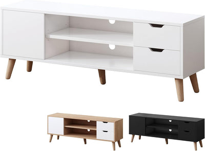 ALFORDSON TV Cabinet Stand with 2 Drawers, 2 Shelves and Storage Cabinet, Modern Furniture Entertainment Unit for Living Room, Multimedia Centre, 120 X 30 X 43Cm, White