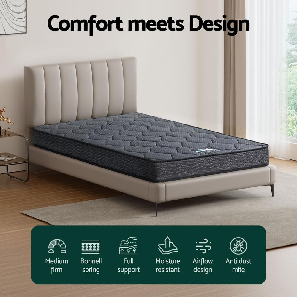 Giselle Bedding Mattress 16Cm Single Bonnell Spring Tight Top Medium Firm Foam