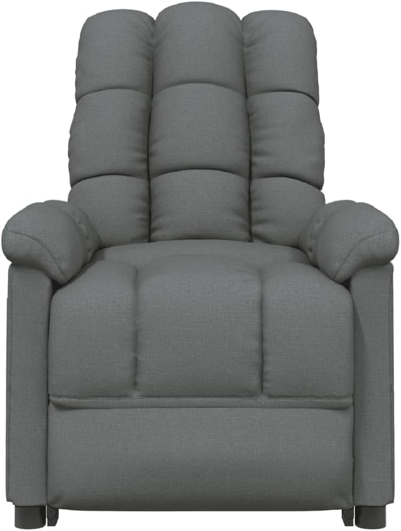 Vidaxl Reclining Massage Chair in Dark Grey Fabric with Manual Adjustments, Vibration Function and Solid Wood & Metal Frame