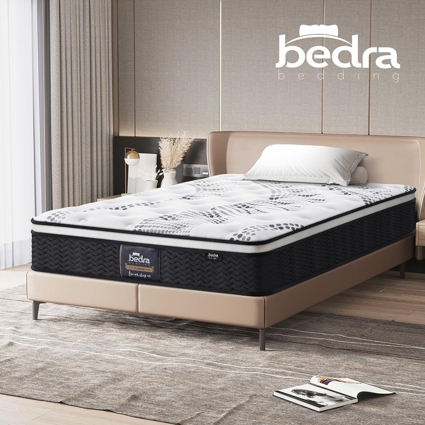 King Single Bed Mattress, Bedra Bedding King Single Mattress with Cool Gel and Euro Top 22Cm Thickness Medium Firm