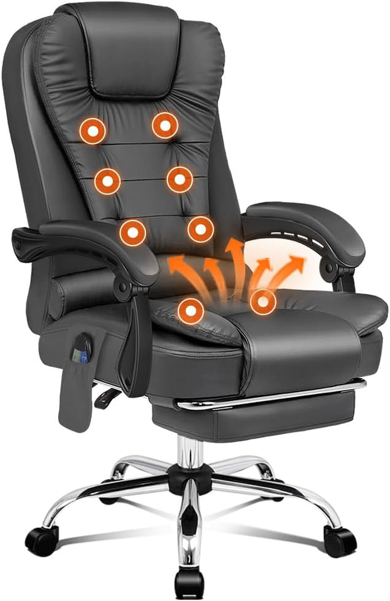 ALFORDSON Ergonomic Office Computer Chair with Footrest, High Back Executive Desk Chair Recliner for Home Office, PU Leather Video Gaming Chair, Earl Black
