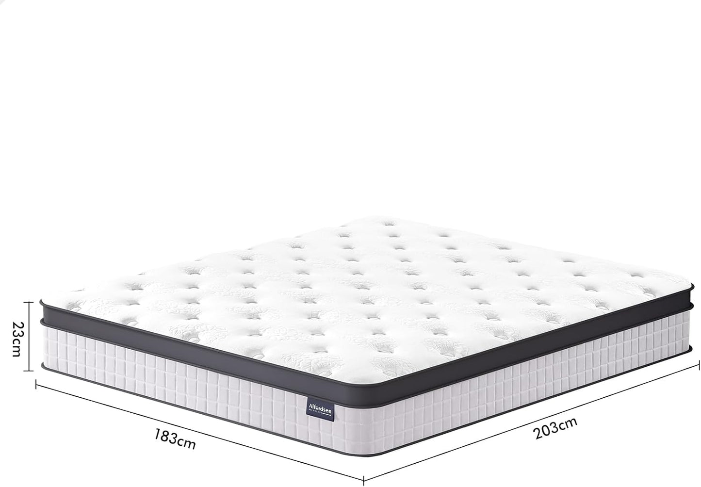 ALFORDSON King Size Mattress with Euro Top, 23Cm Thick, Memory Foam and Bonnell Spring System for Bed Frame Bed Base, Medium Firm, Genevie Series