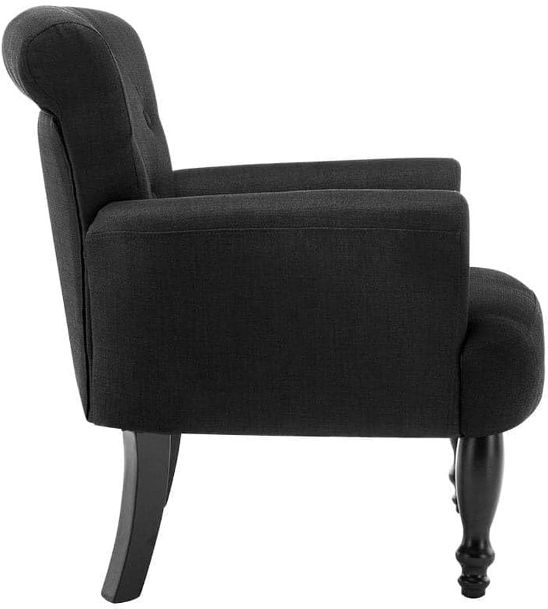Armchair Black Wingback Recliner Lounge Dining Chairs Sofa Nursing Seat Occasional Reading Seating Home Living Room Bedroom Furniture, Polyester, Armchairs in 44Cm Height