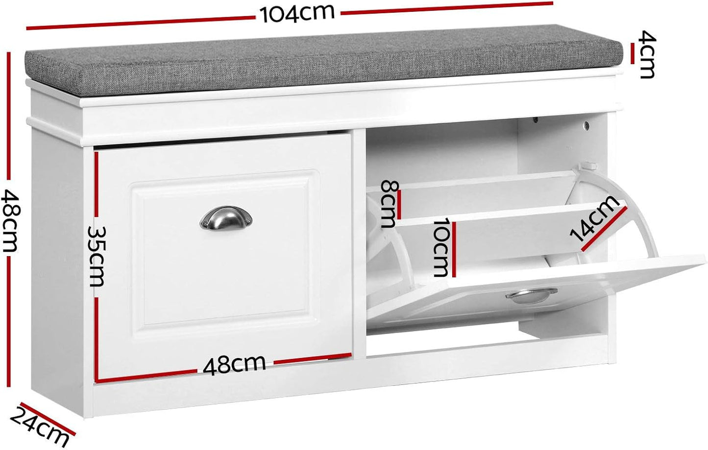 Artiss Shoe Cabinet Bench Storage Rack Organiser Drawer White Shelf Organizer Holder Display Closet Stand Furniture Cupboard Space Saver Room Compartment Case Hanger Shelving Wardrobe Caddy