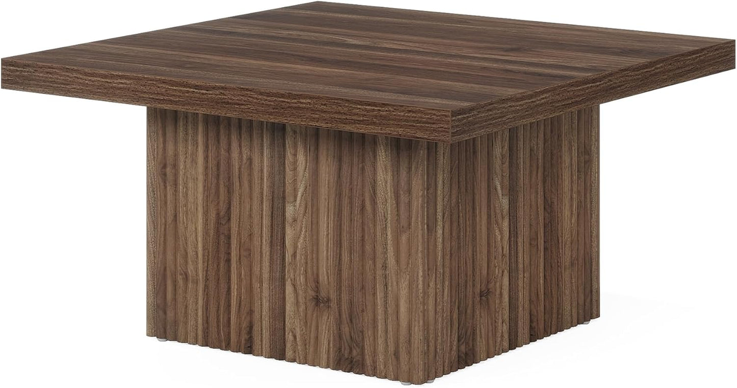 Square Coffee Table, 31.5-Inch Engineered Wood Coffee Table for Living Room, Vintage Brown Center Table, Large Mid-Century Modern Cocktail Table