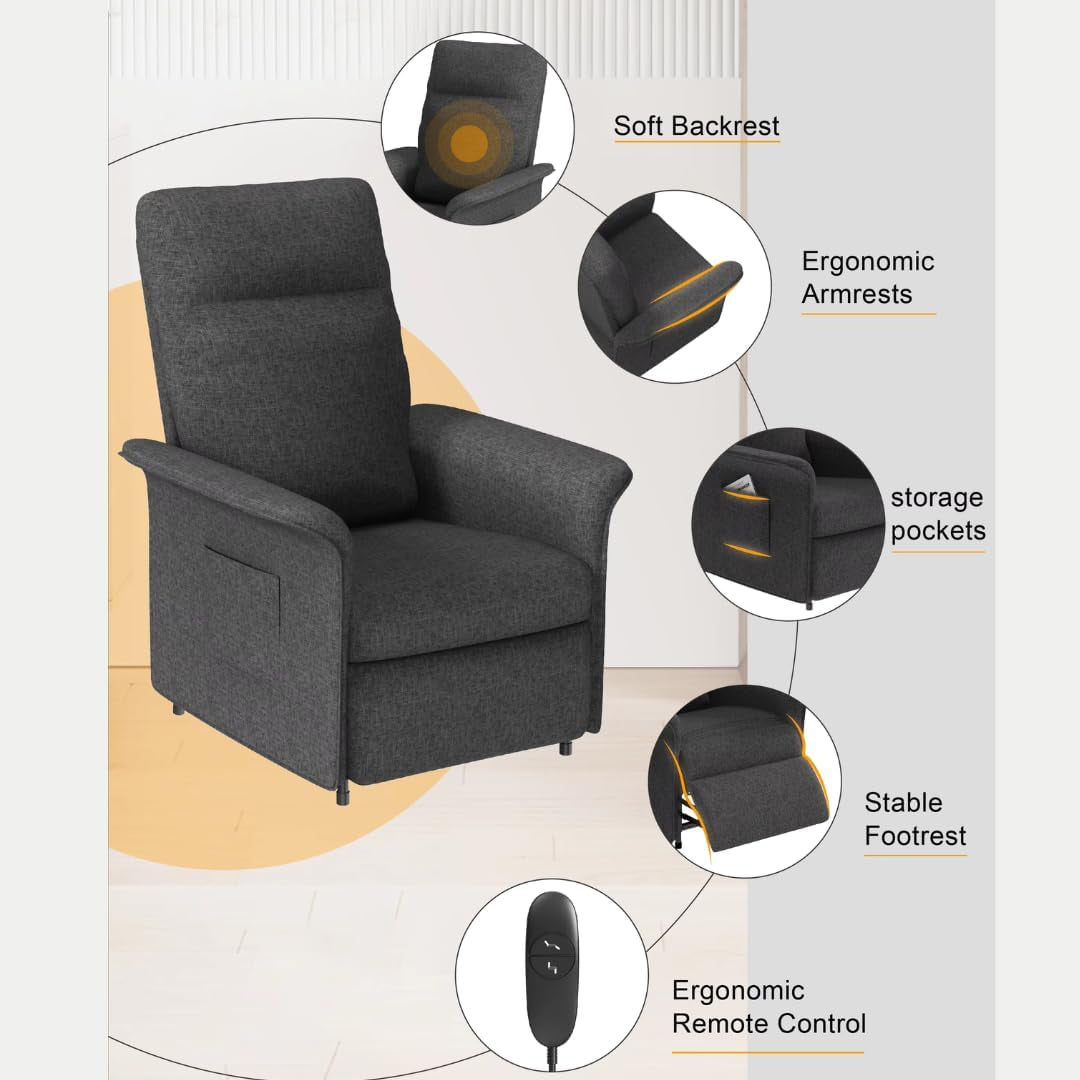 SBS Recliner Chair - Single Seater Floor Sofa Oversized Textile Recliner Sofa for Adults, Recling Chiar, Perfect Small Recliner for Small Spaces, Watching Moving, Reading Book for Home, or Theater
