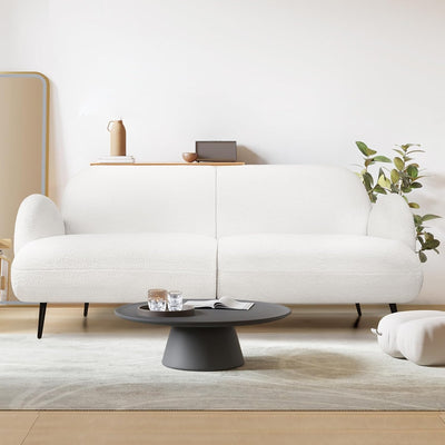 3 Seater Sofa, Soft Upholstered Boucle Sherpa Fabric Loveseat Sofa Couch, Comfy Recliner Sofa Lounge, Spare Bed for Guest Room, Living Room, Office, Studio, Load up to 250Kg (188Cm, White)