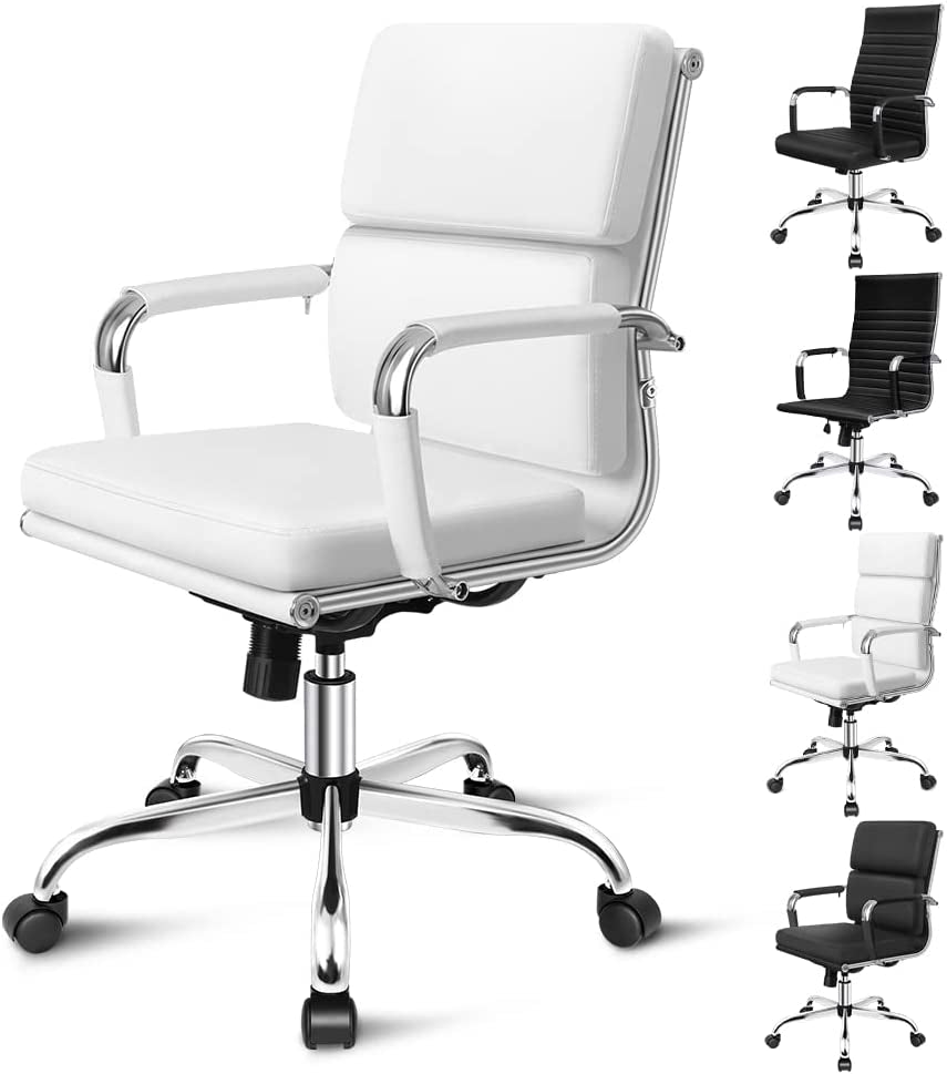 ALFORDSON Office Chair with Height Adjustable SGS Listed Gas Lift, PU Leather Home Ergonomic Desk Chair with Removable Armrest Cover, Padded Computer Chair for Gaming, Max 150Kg(Mid Back Esmae Brown)