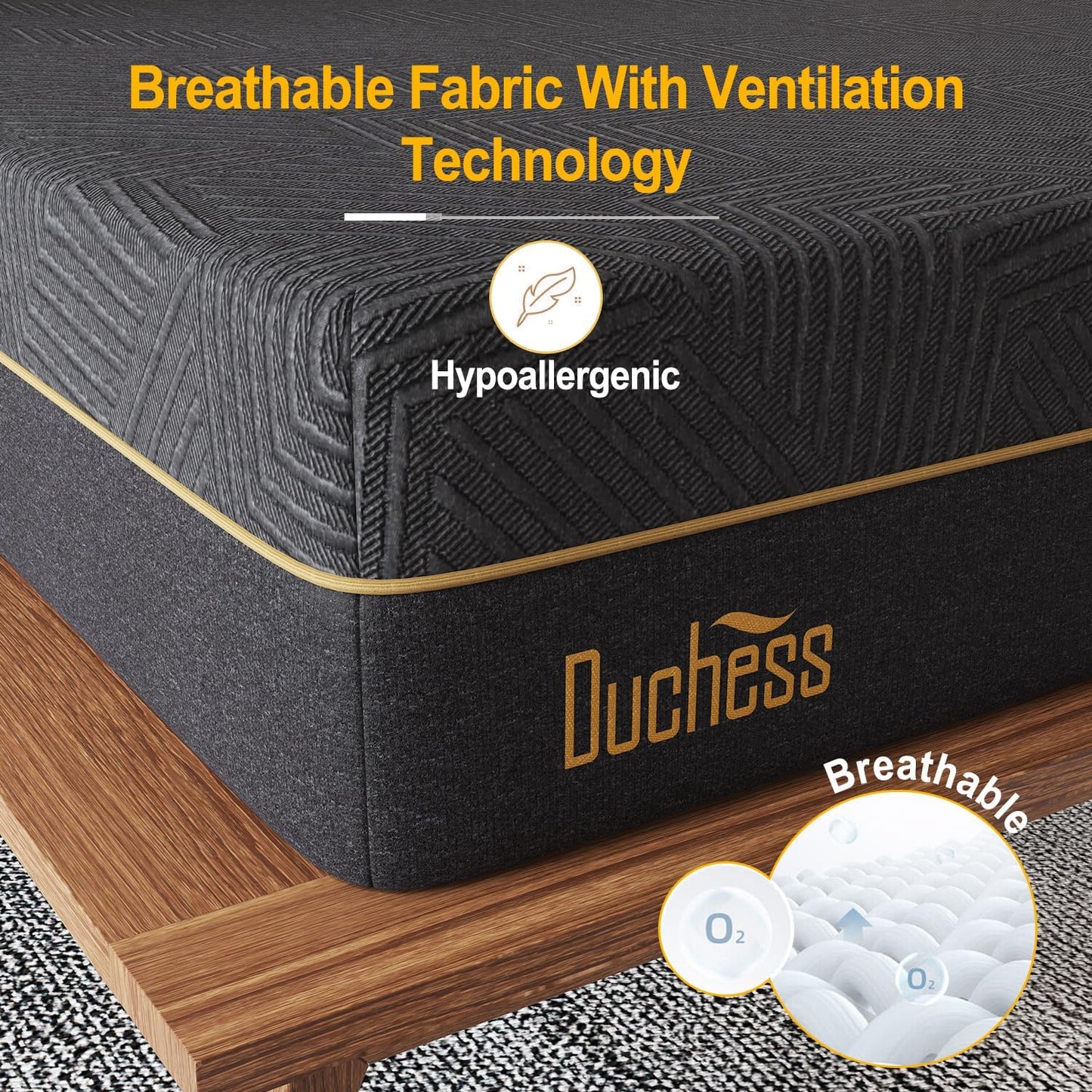 Duchess Mattress Queen Size,Gel Memory Foam Mattress in a Box for Cool Sleep & Motion Isolation Pressure Release and Comfortable Sleep
