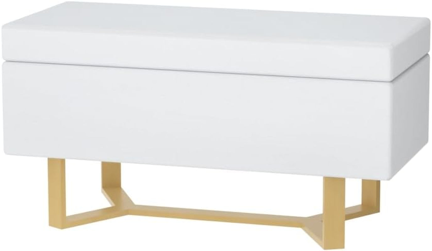 Storage Ottoman Blanket Box Bench 96Cm Criss-Cross Linen Seat Chest White