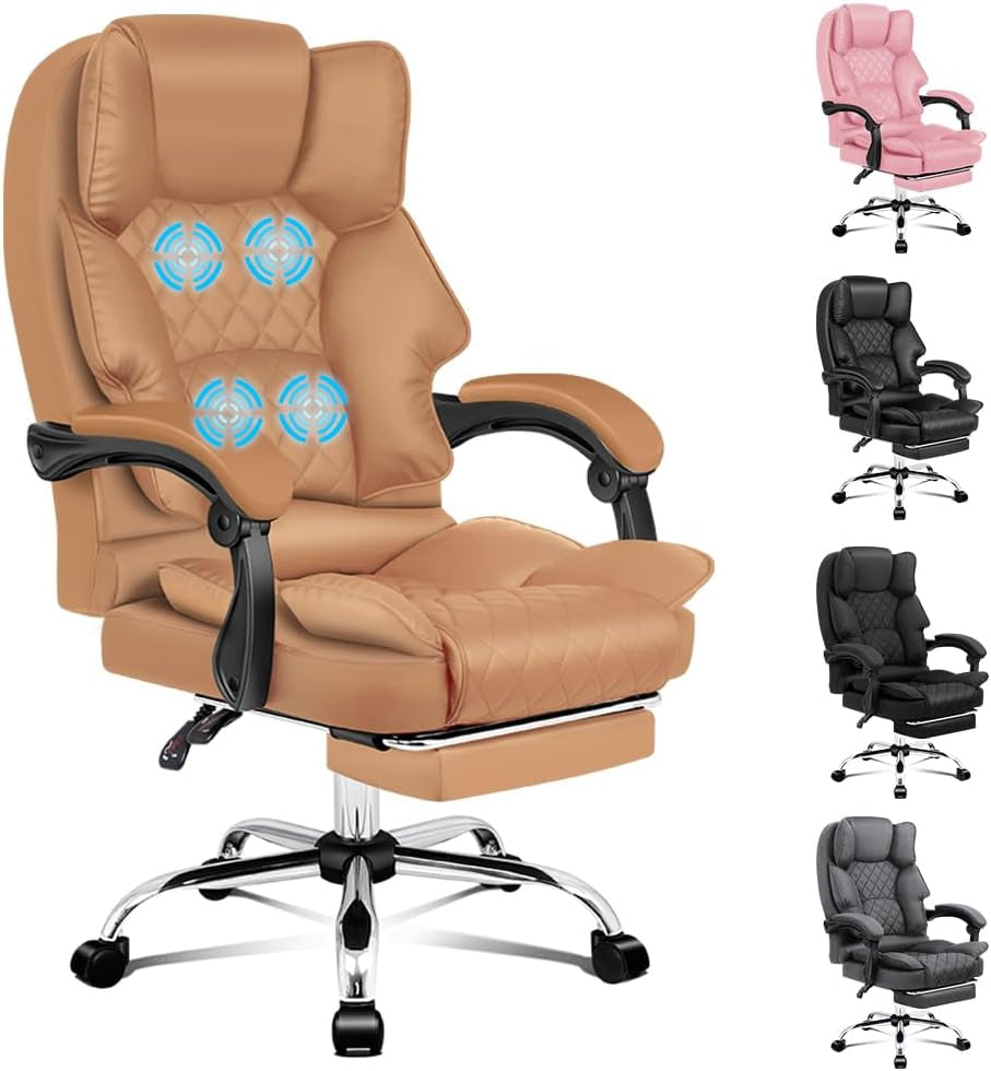 ALFORDSON Ergonomic Office Chair with Massage, 150° Recline and 360° Swivel, Gaming Executive Computer Racer Chair Adjustable Height,Pu Leather Home Office Chair with High Backest Support (Black)