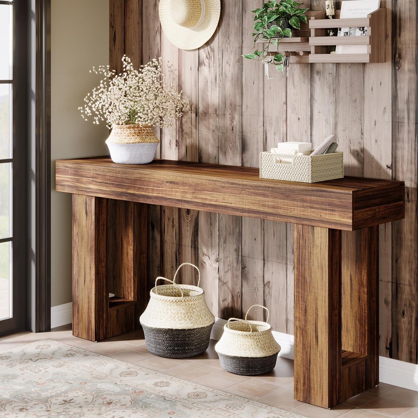 Farmhouse Wooden Table 63-Inch Long