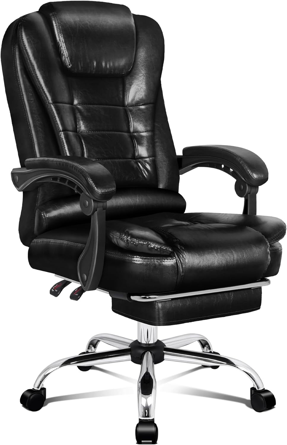 ALFORDSON Ergonomic Office Computer Chair with Footrest, High Back Executive Desk Chair Recliner for Home Office, PU Leather Video Gaming Chair, Earl Black