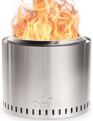 48cm Stainless Steel Smokeless Fire Pit, Outdoor Smokeless Firepit with Tote Bag & Fire Poker