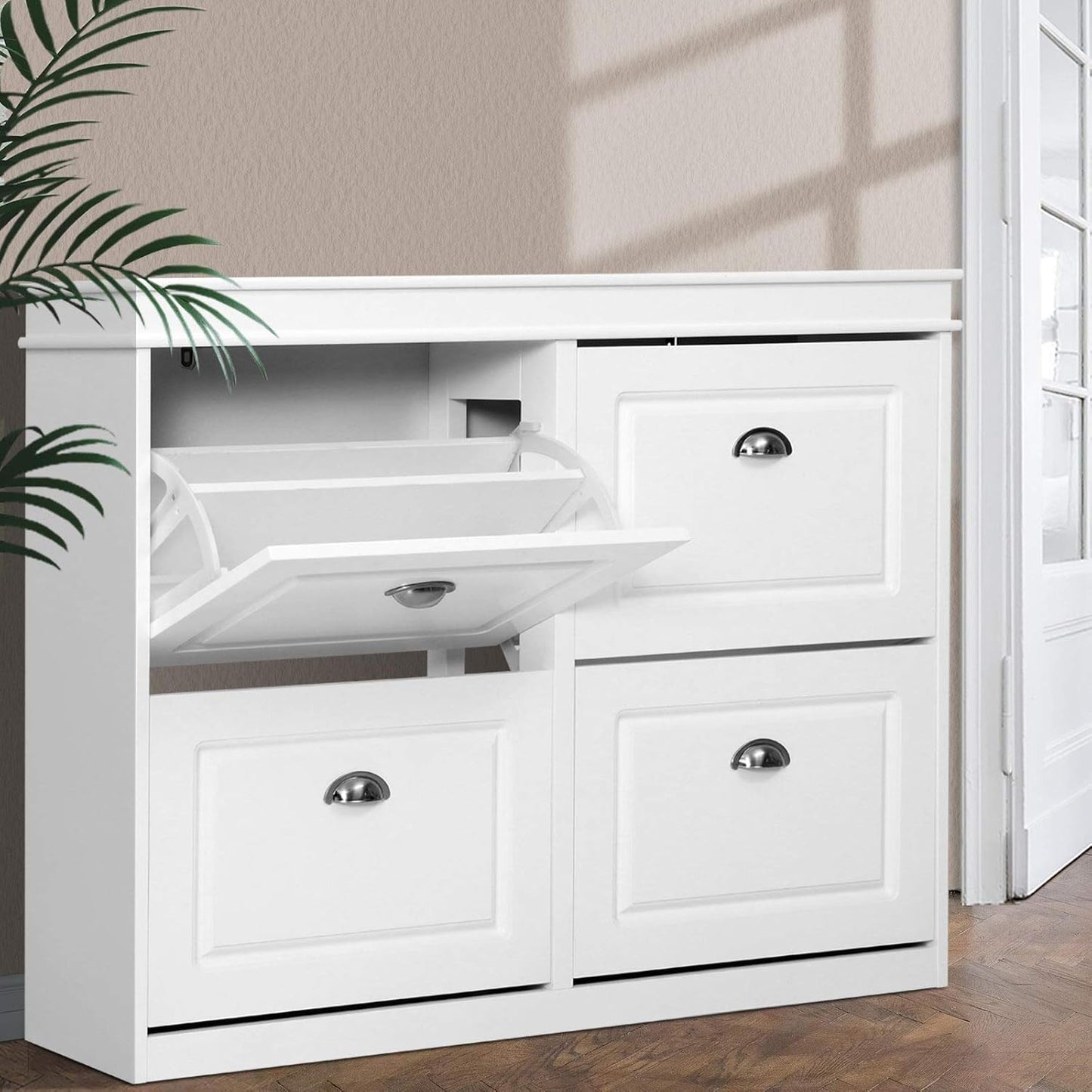 Artiss Shoe Cabinet Bench Storage Rack Organiser Drawer White Shelf Organizer Holder Display Closet Stand Furniture Cupboard Space Saver Room Compartment Case Hanger Shelving Wardrobe Caddy