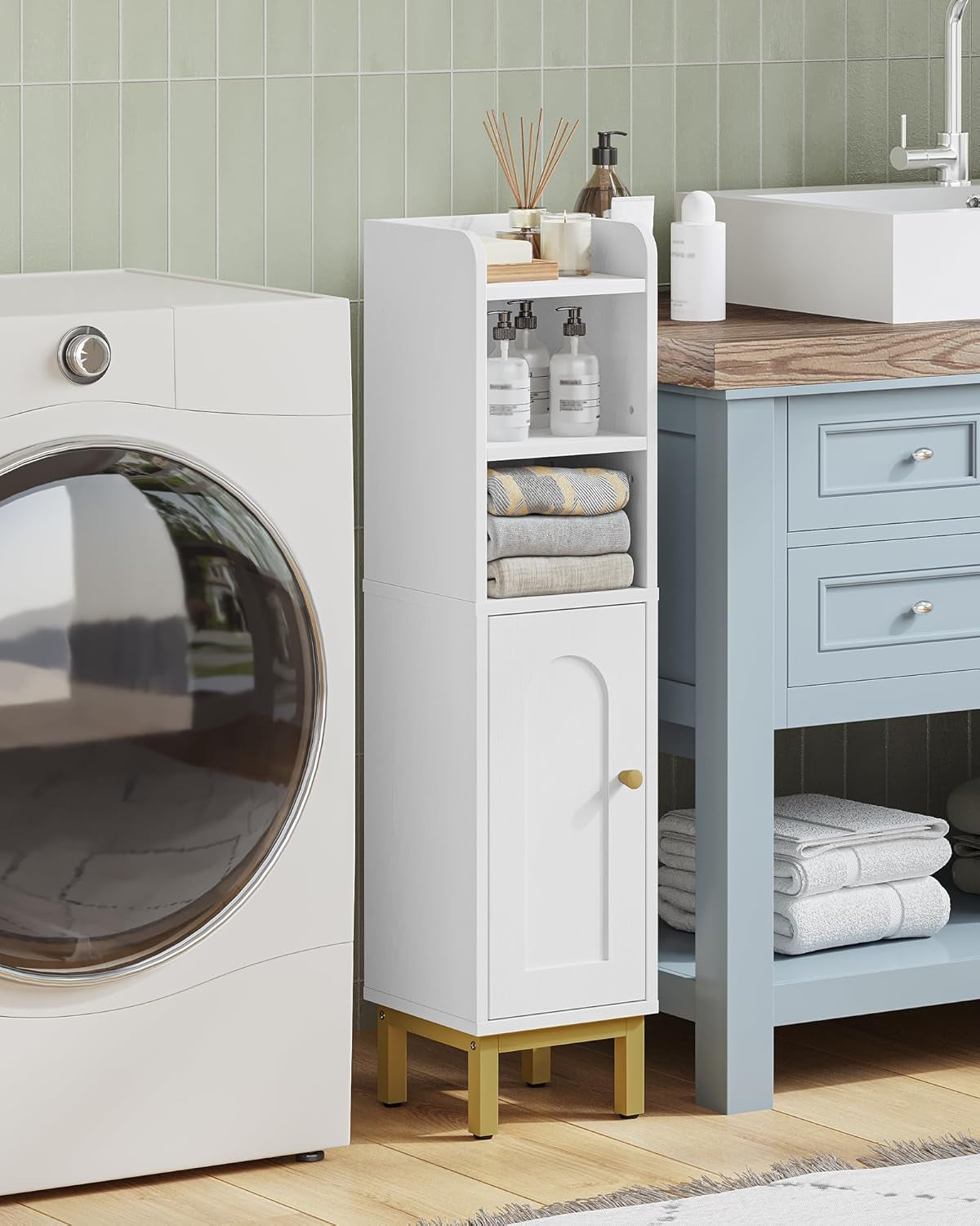 =Bathroom Storage Cabinet, Small Corner Floor Cabinet with Door and Shelves