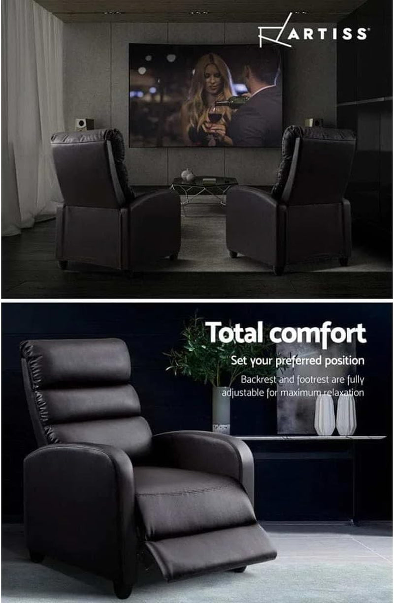 Artiss Recliner Chair Leather Lounge Sofa Armchair, Home Furniture Health Personal Care, Adjustable Backrest Footrest Electric Seat Office Brown