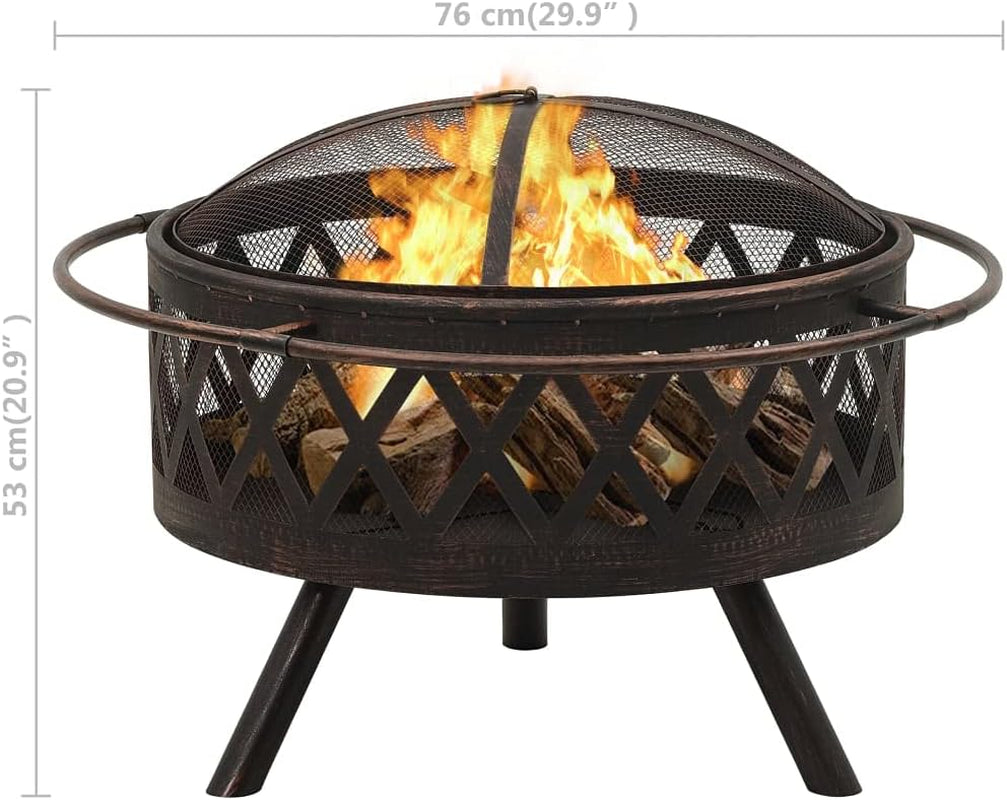 Fire Pit 76 Cm Wood Burning Fire Pit