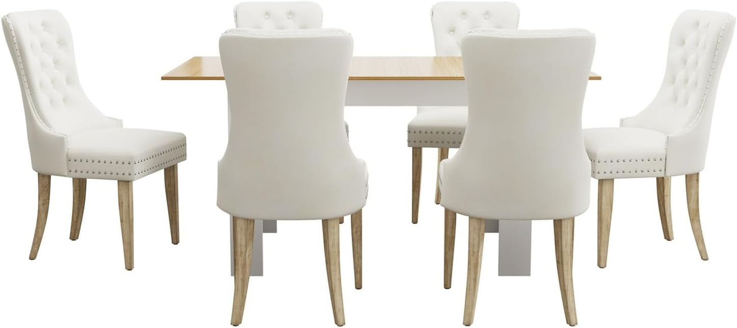 Dining Table and Chair Sets 7Pcs Home Dining Sets with Wooden Table and Velvet Chairs