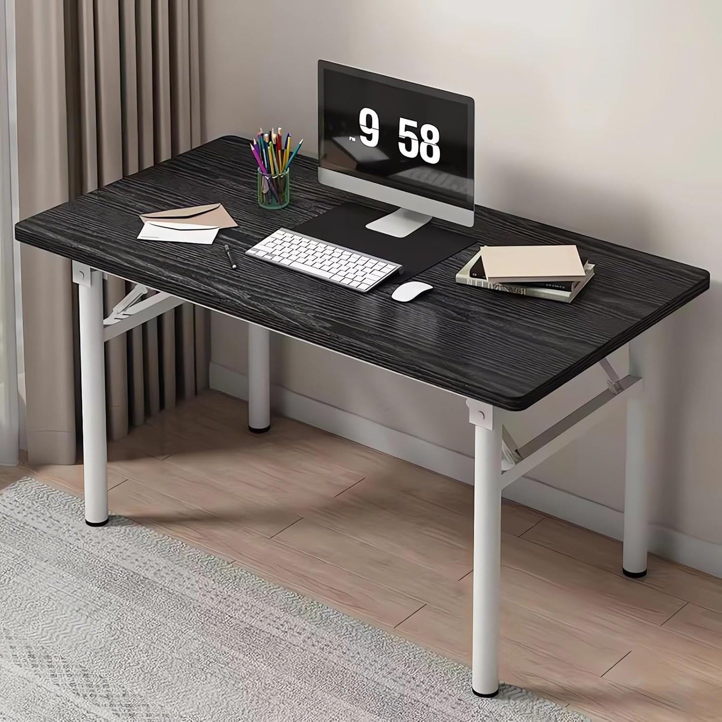 Home Office Desk, Computer Desk, Office Table, Wood Dormitory Study Desk A52 (A White, 80X40X75CM)