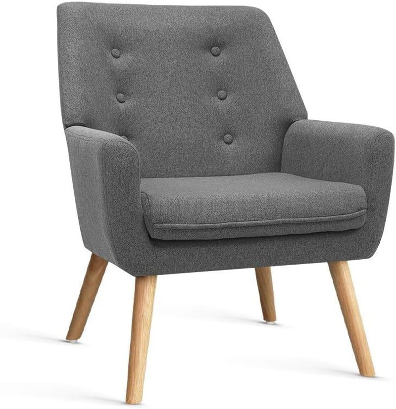 Artiss Armchair Grey Recliner Lounge Dining Chairs Sofa Nursing Occasional Reading Seating Armchairs Home Living Room Bedroom Furniture, Upholstered with Linen Fabric