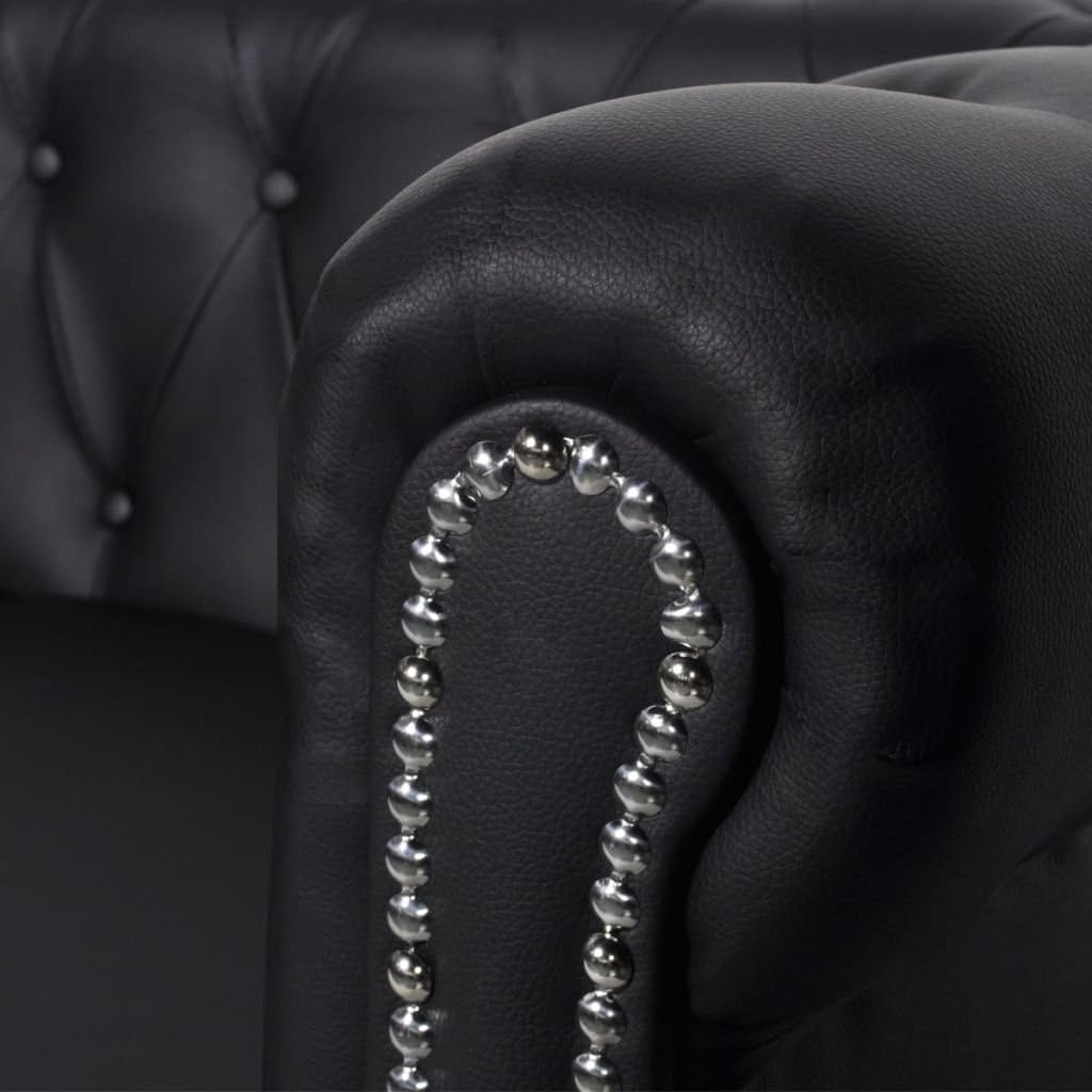 Artificial Leather Chesterfield Sofa with Studded Decorate and Arms, Wooden Frame 2-Seater Sofa Modern Thickly Padded Seat Furniture for Home Living Room Office 57.3" X 29.9" X 27.6"