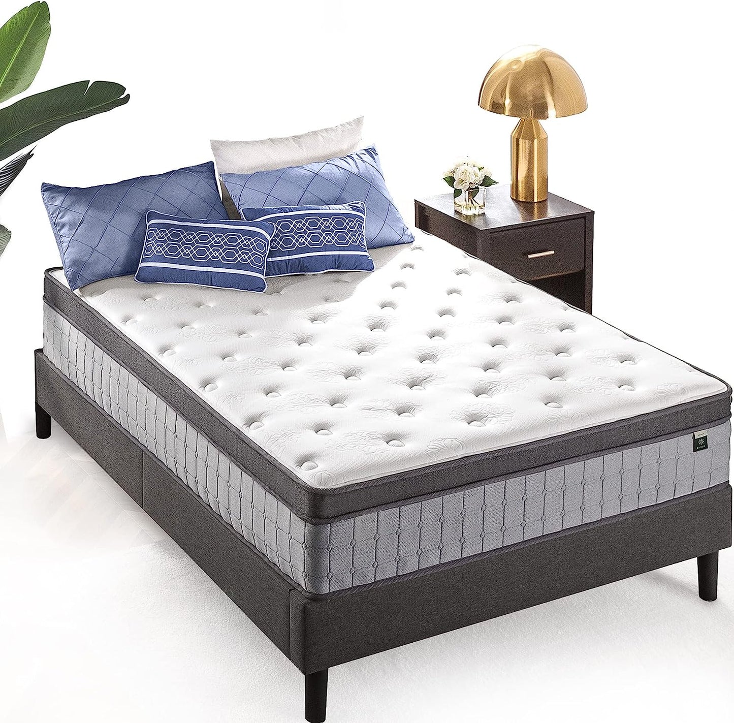 Zinus Support plus Queen Mattress, Icoil Pocket Springs Eurotop/Firm Plush Foam, 10Yrs Warranty, Medium Feel Bed