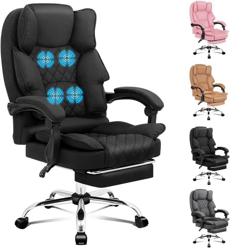 ALFORDSON Ergonomic Office Chair with Massage, 150° Recline and 360° Swivel, Gaming Executive Computer Racer Chair Adjustable Height,Pu Leather Home Office Chair with High Backest Support (Black)