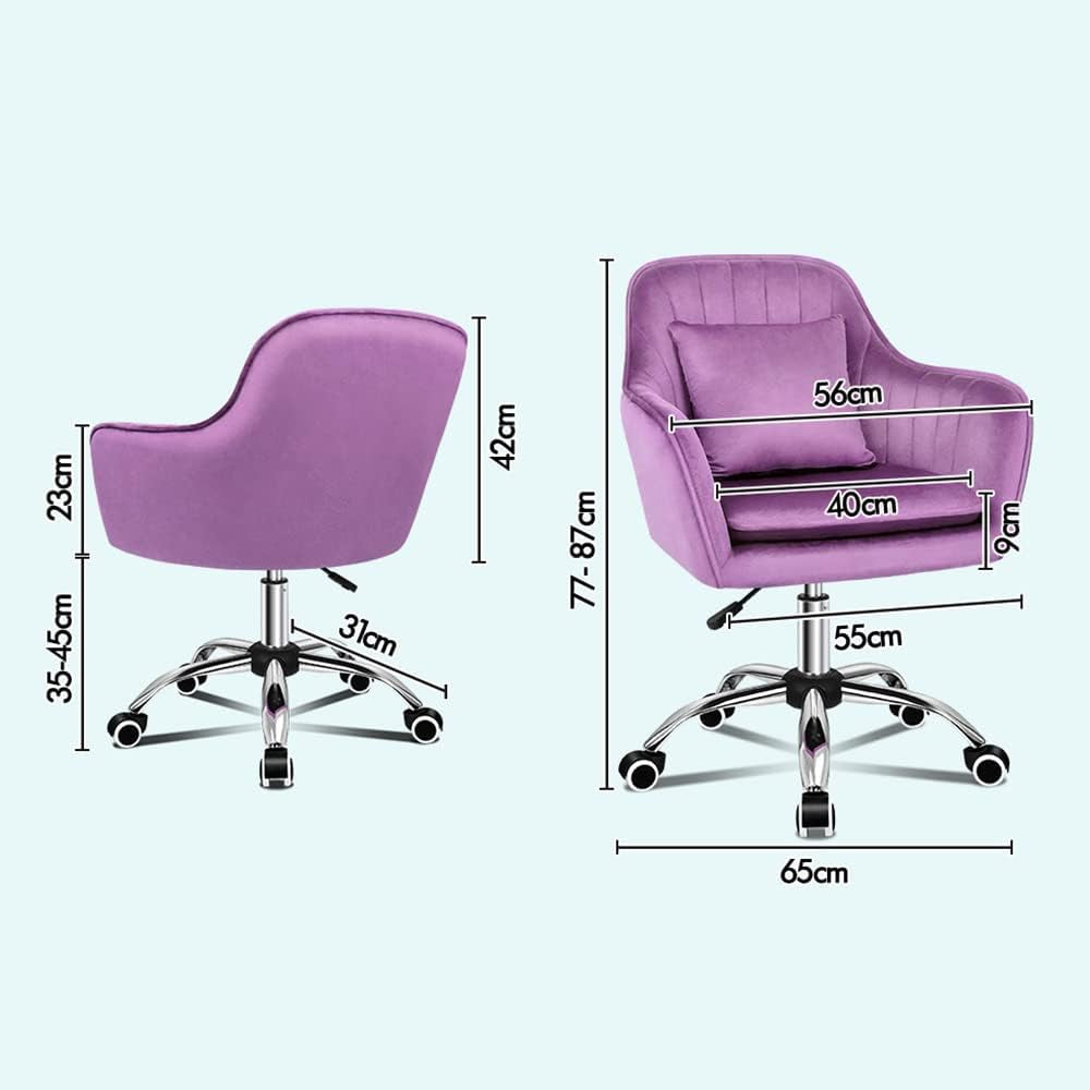 ALFORDSON Velvet Office Chair Swivel Fabric Armchair Computer Desk Chair Modern Home Office Chair Height Adjustable Mid-Back Task Chair for Kids Adult Study Work, Living Room, Bedroom (Orla Purple)