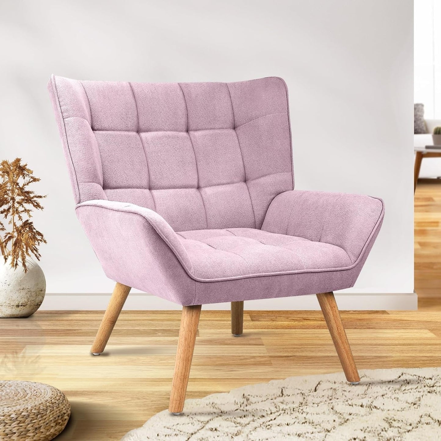 Oikiture Armchair Accent Lounge Chairs Stoolseating Soft Home Office Furniture Stools for Dining Living Room or Bedroom Fabric Upholstered, Blue