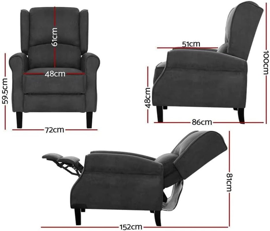Recliner Chair Charcoal Fabric Lounge Sofa Armchair,Adjustable Backrest Footrest Nursing Feeding