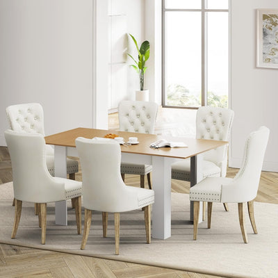 Dining Table and Chair Sets 7Pcs Home Dining Sets with Wooden Table and Velvet Chairs