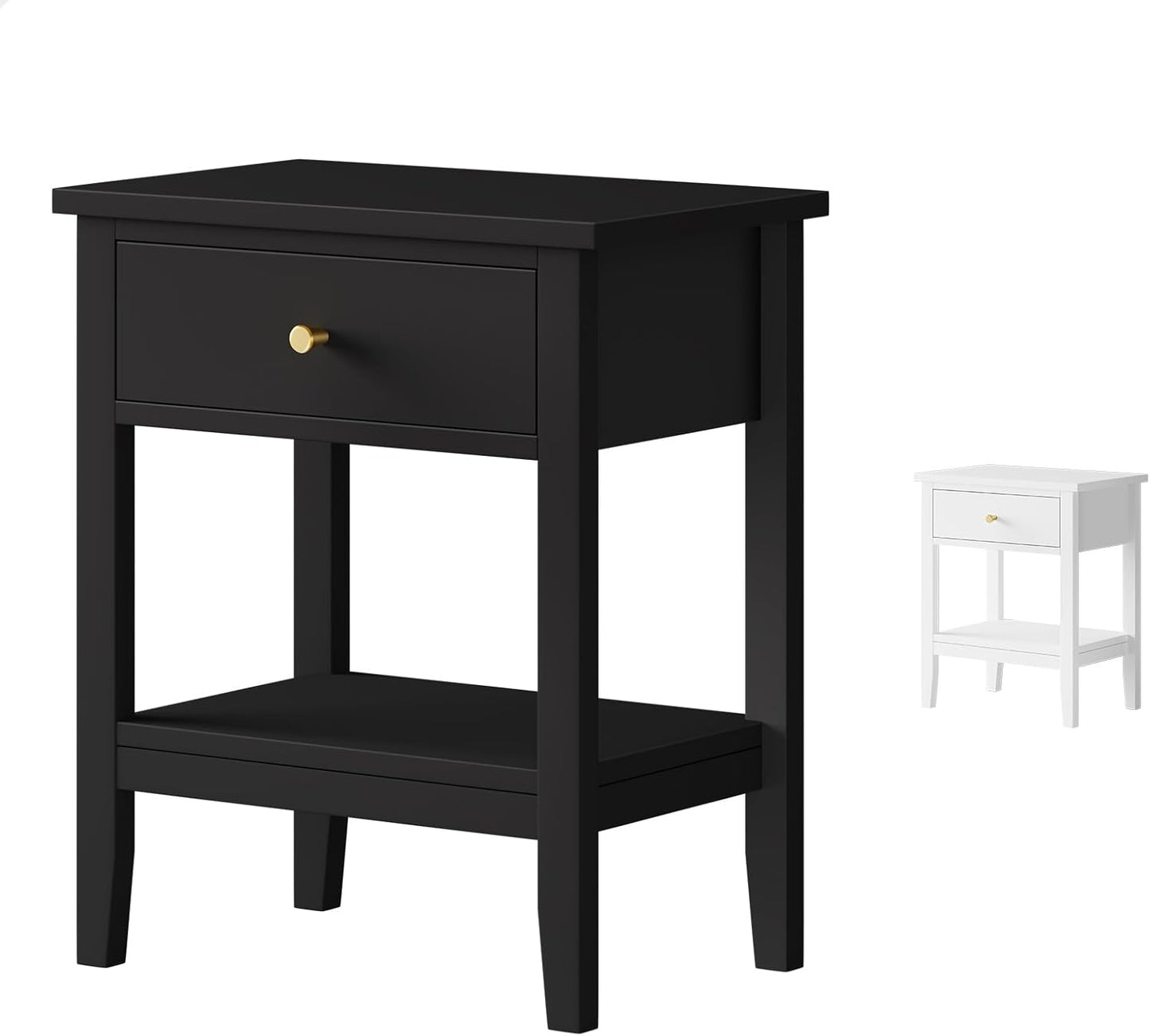 ALFORDSON Bedside Table with Drawer 50Cm X 35Cm X 60Cm, Modern Nightstand with Storage Drawer and Open Display Shelf Hamptons Style (White)