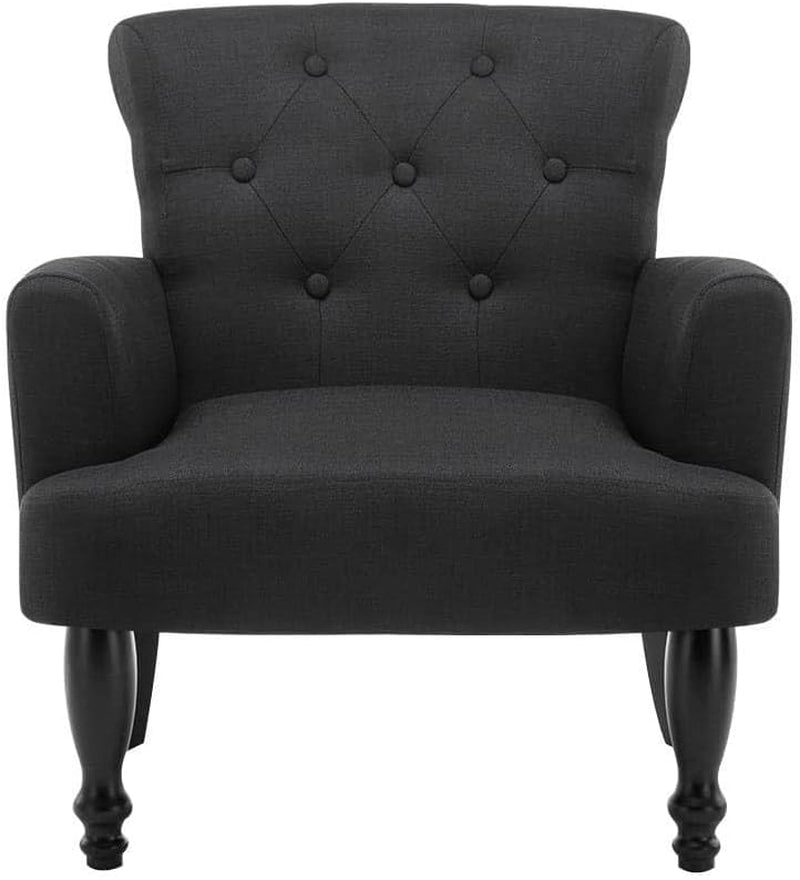 Armchair Black Wingback Recliner Lounge Dining Chairs Sofa Nursing Seat Occasional Reading Seating Home Living Room Bedroom Furniture, Polyester, Armchairs in 44Cm Height