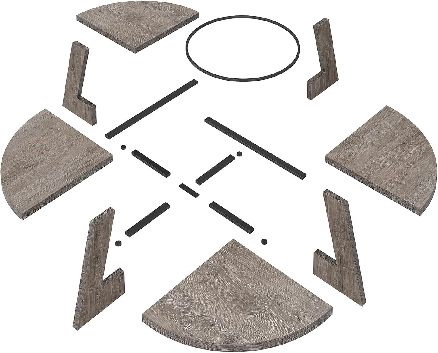 Round Dining Table Wood Kitchen Table for Dining Room Living Room, 47 Inches Dining Room Tables for 4 Person, Farmhouse Dinner Table with Wooden Table Top and Legs, Rustic Grey(Only Table)