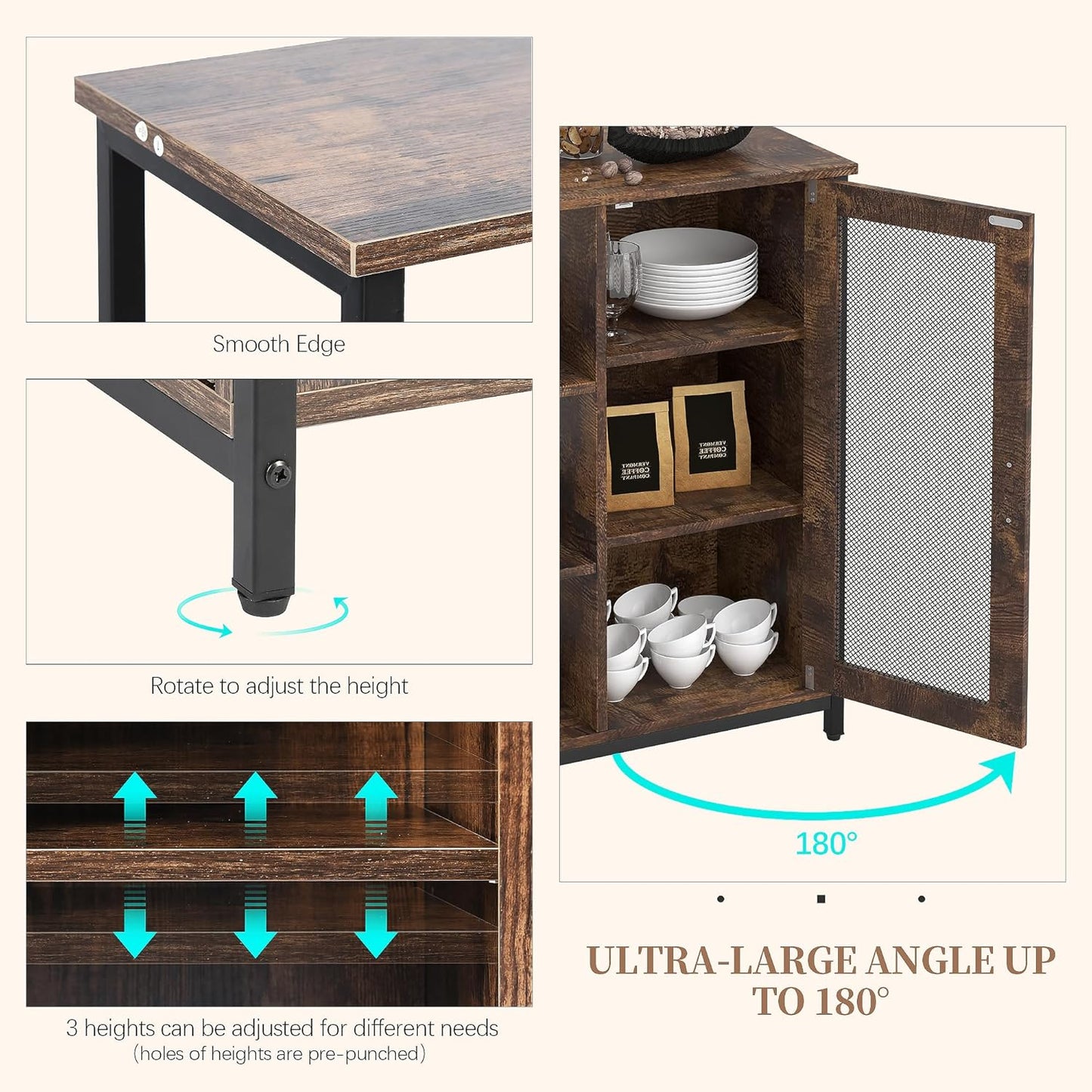 Mini Coffee Bar Cabinet with Storage, 27.5'' Small Kitchen Bar Table